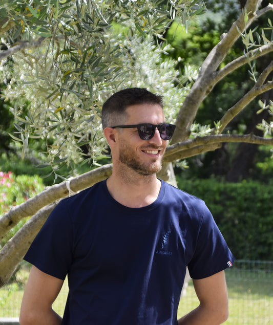 T-shirt homme brodé lavande — coton bio, fabriqué en France | Adessias